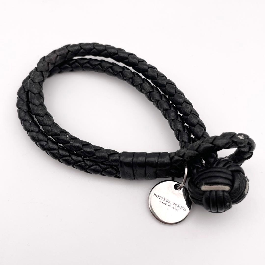 美品◎ BOTTEGA VENETA ブレスレット イントレチャート ブラック