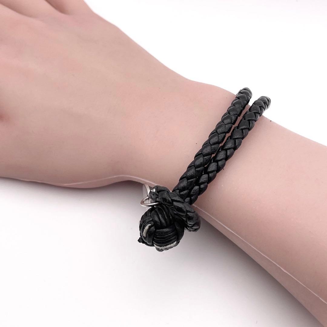 美品◎ BOTTEGA VENETA ブレスレット イントレチャート ブラック