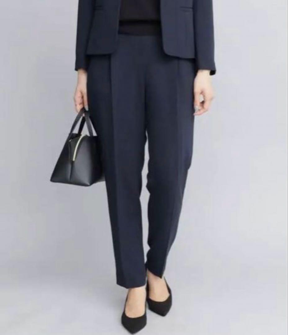 【DOORS】ノーカラーVネックジャケット＆ジョーゼットパンツ セット