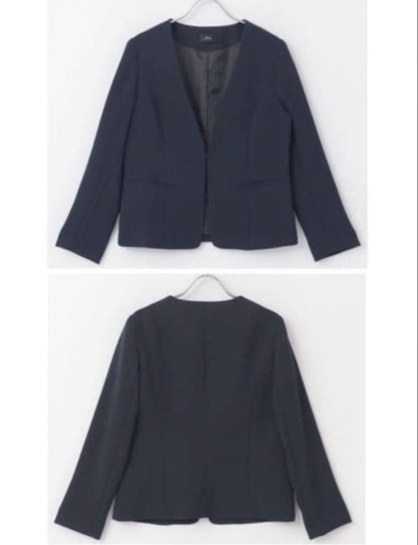 【DOORS】ノーカラーVネックジャケット＆ジョーゼットパンツ セット