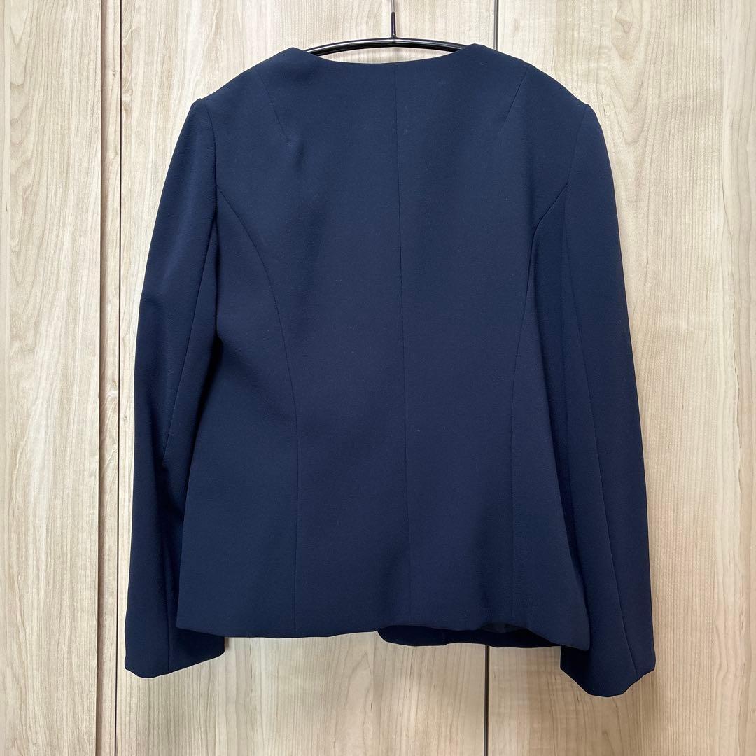 【DOORS】ノーカラーVネックジャケット＆ジョーゼットパンツ セット