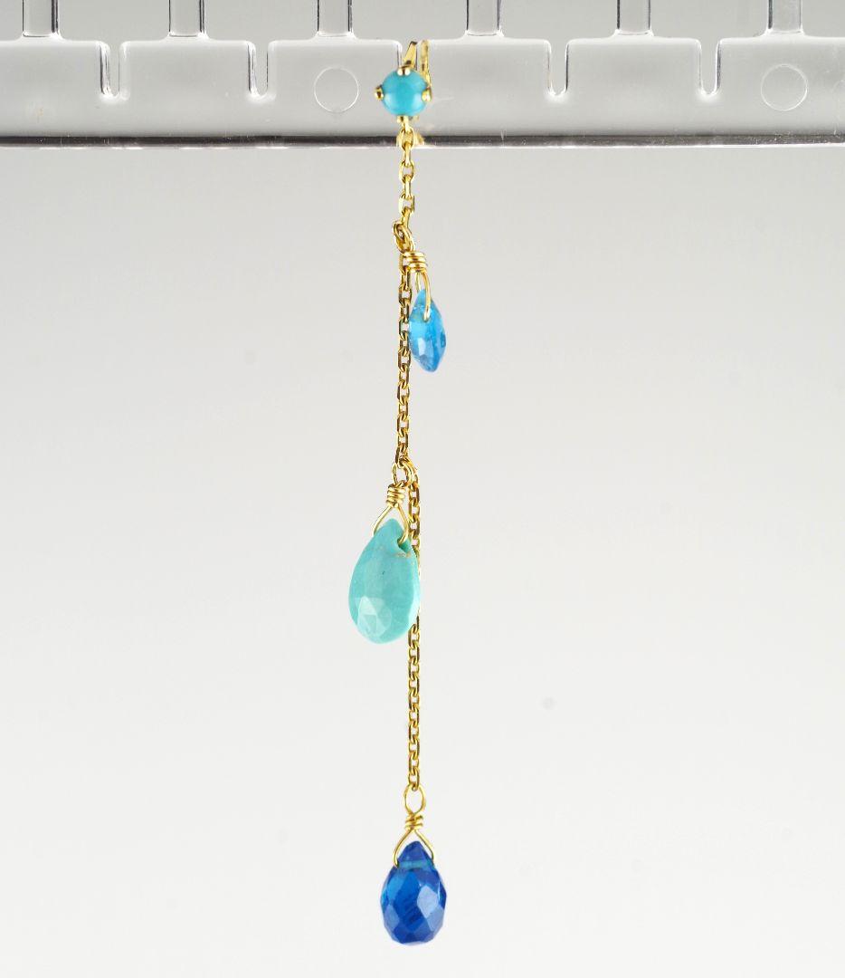 Sweet Pea K18 ピアス (片耳) ターコイズ ブルー スイートピー