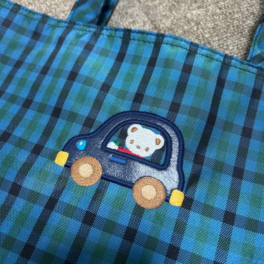 ファミリア　レッスンバッグ　青系ファミリアチェック　ファミちゃん　トートバッグ