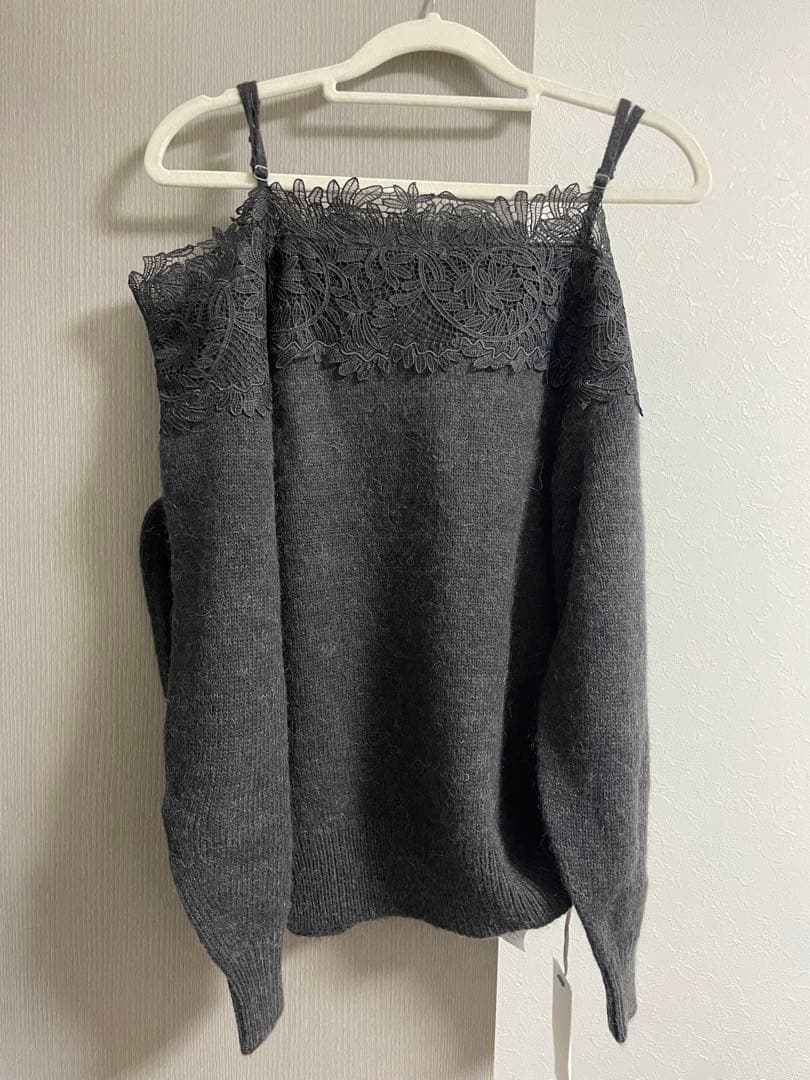 SNIDEL レーストリミングオフショルニットプルオーバー