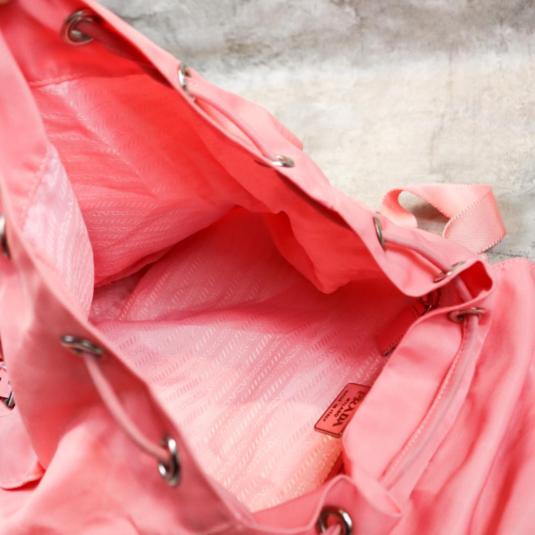 PRADA プラダ ナイロン リュックサック ピンク 三角ロゴプレート