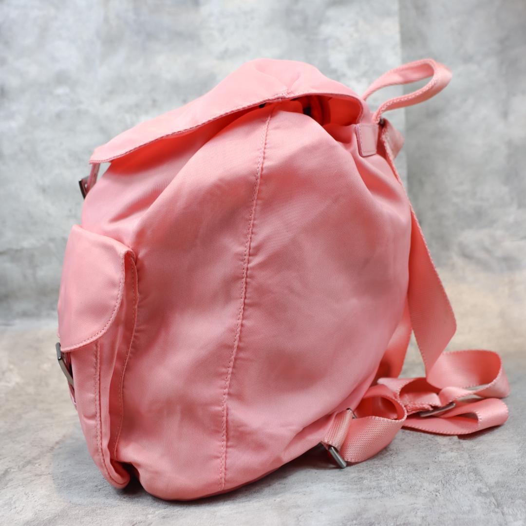 PRADA プラダ ナイロン リュックサック ピンク 三角ロゴプレート