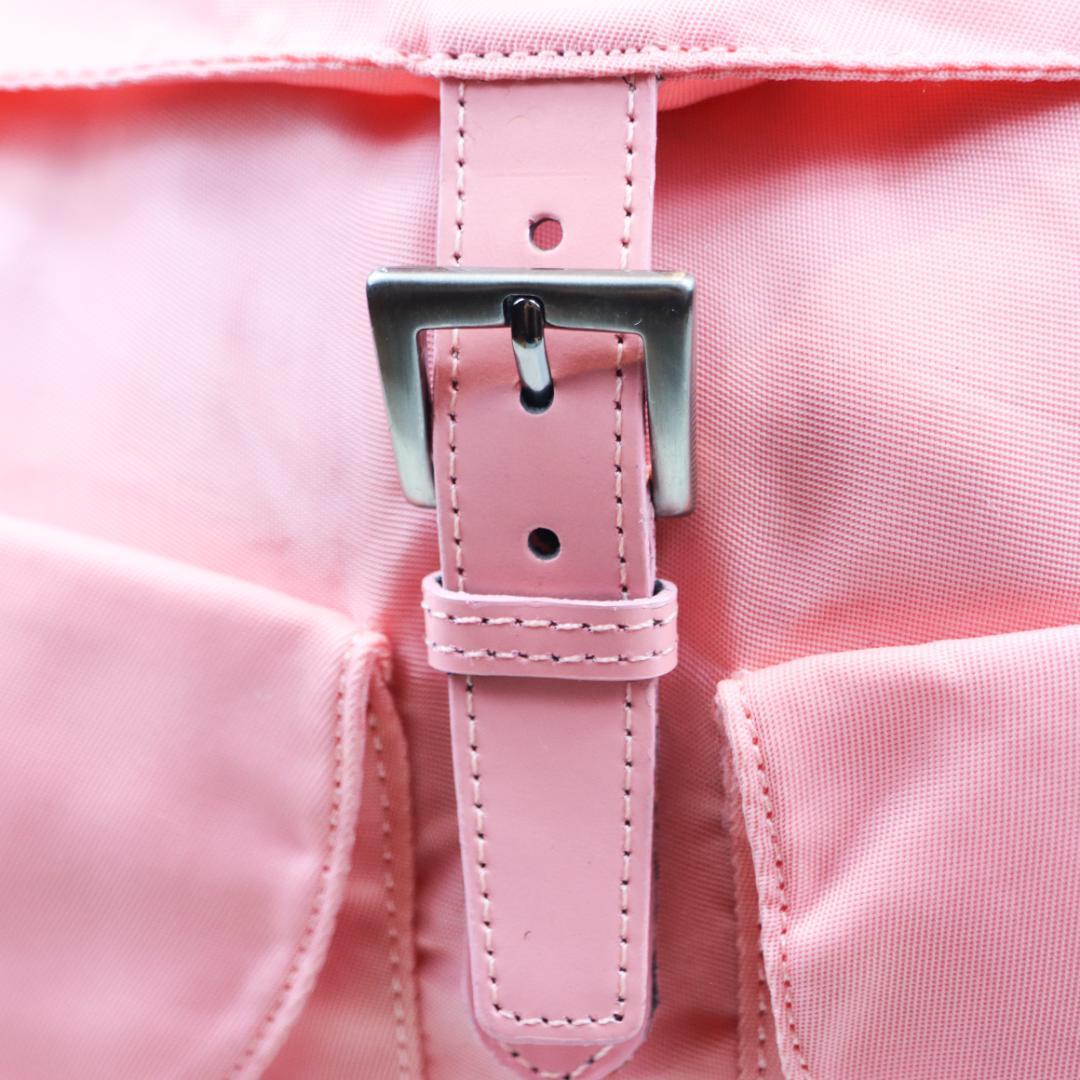 PRADA プラダ ナイロン リュックサック ピンク 三角ロゴプレート