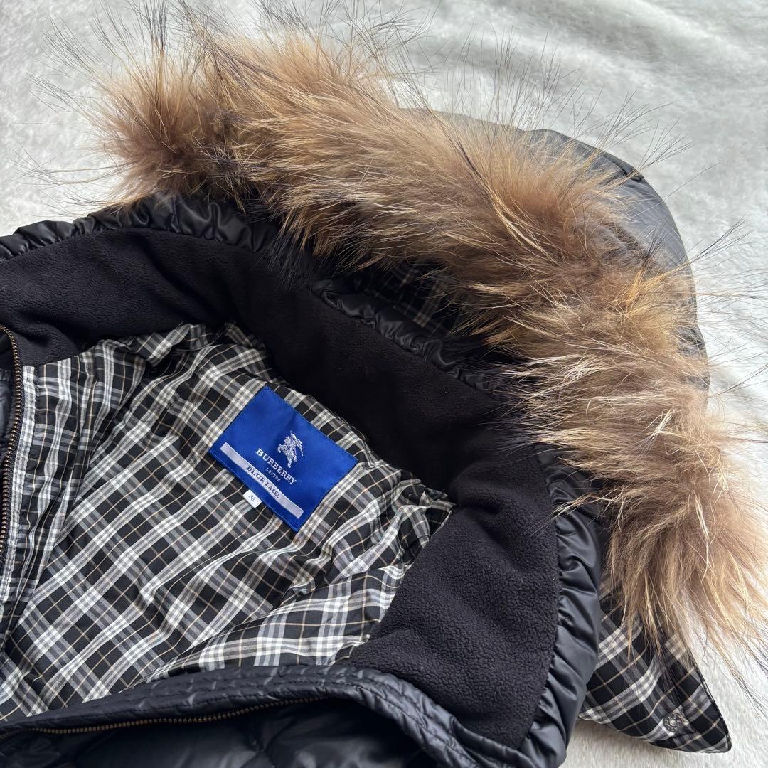 ✨️美品 バーバリーブルーレーベル ダウンコート 黒 M ファー ノバチェック