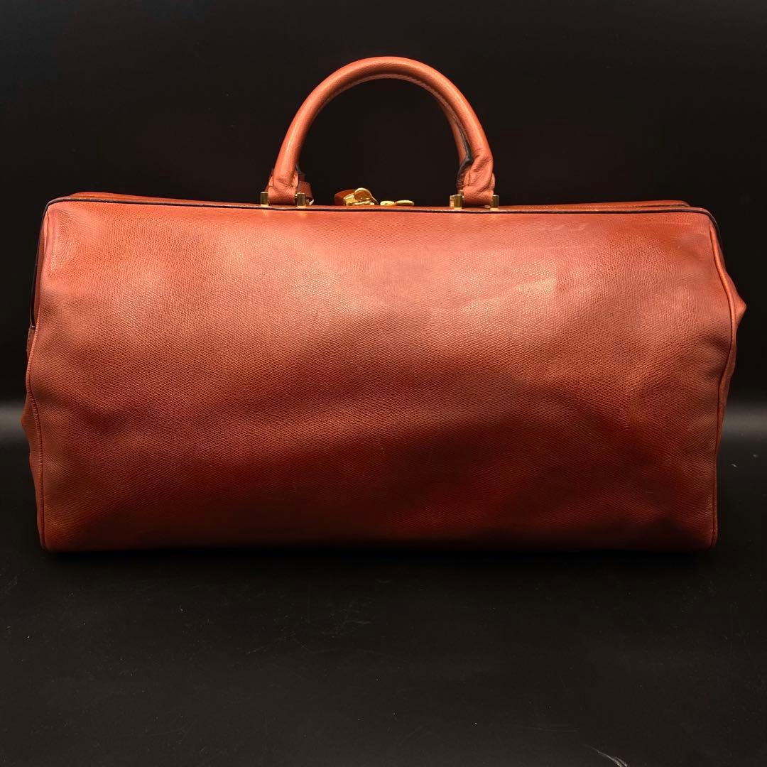 【美品】セリーヌ ボストンバッグ 南京錠 ブラウン レザー 大容量