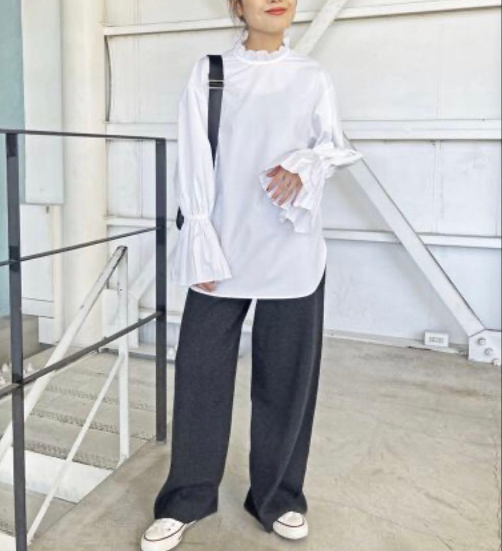 【新品】Spick & Span コットンブロードタックフリルブラウス　ホワイト