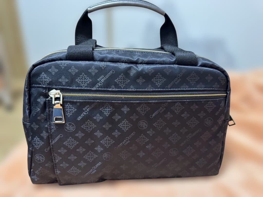 クリスチャン オリビエ撥水ジャガード 2ウェイボストン バッグ＆ベアーチャーム