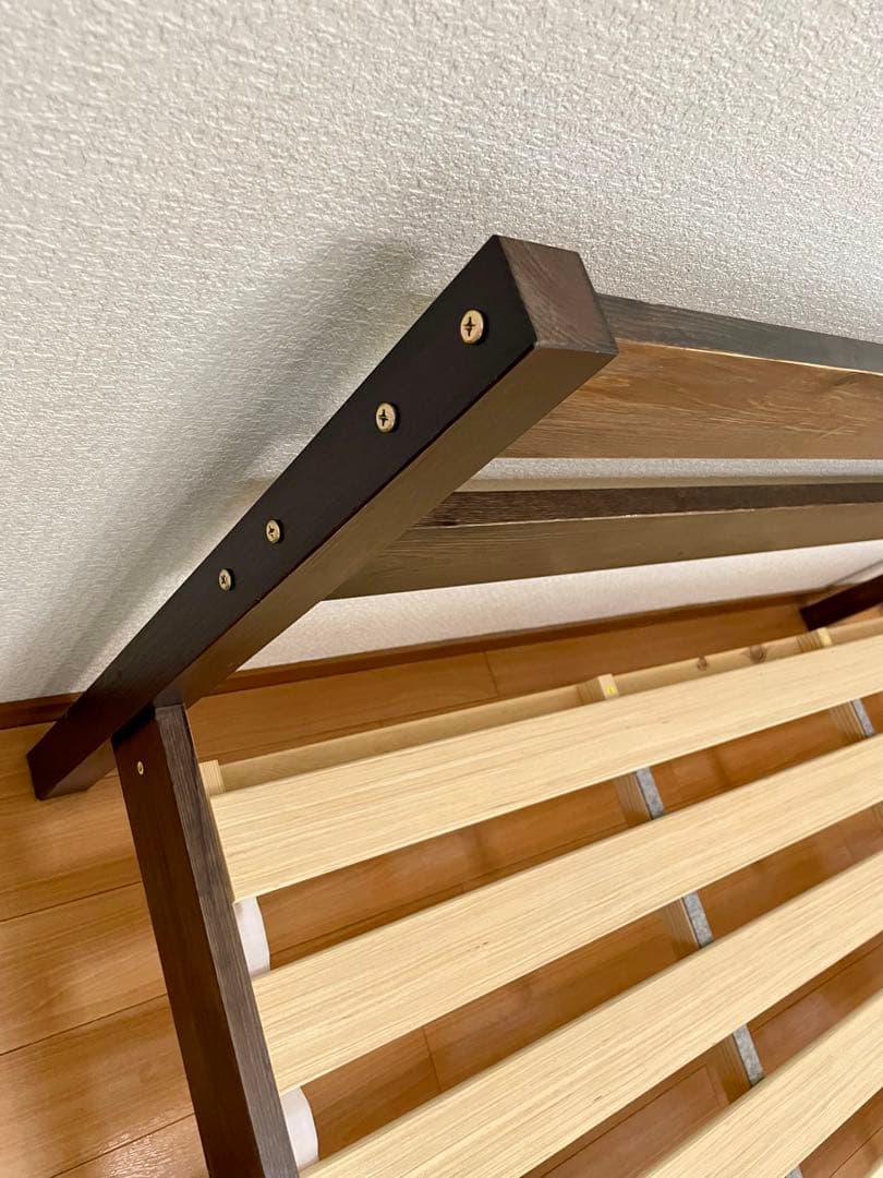 天然木　木製ダブルベッドフレーム