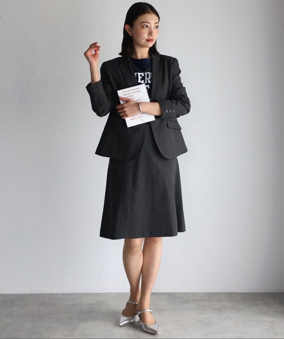 RIRIYANO洗える3点セットスーツ ジャケット+フレアスカート+パンツ15号