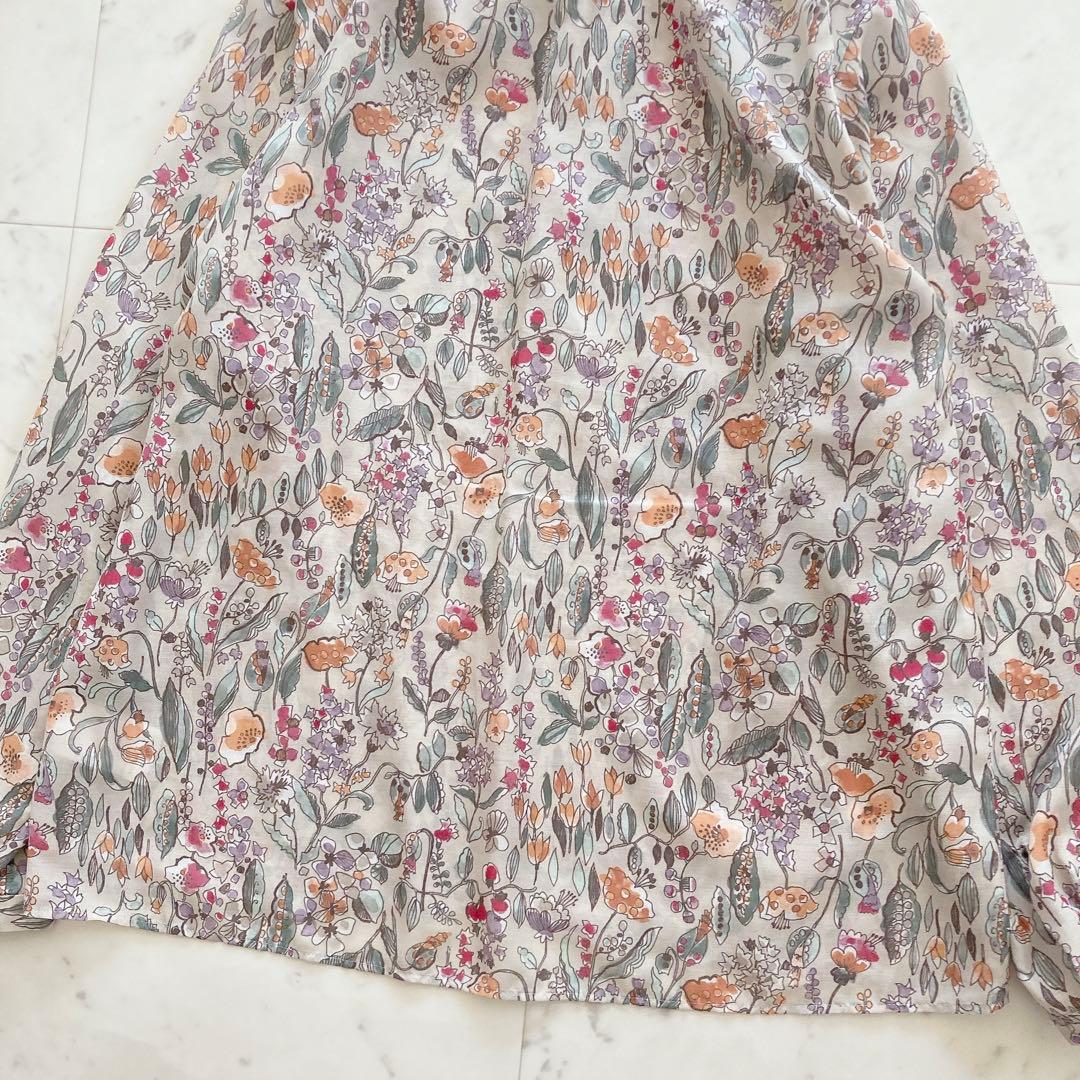 極美品　トゥモローランド　オーマリーフプリント ストリングボウタイブラウス