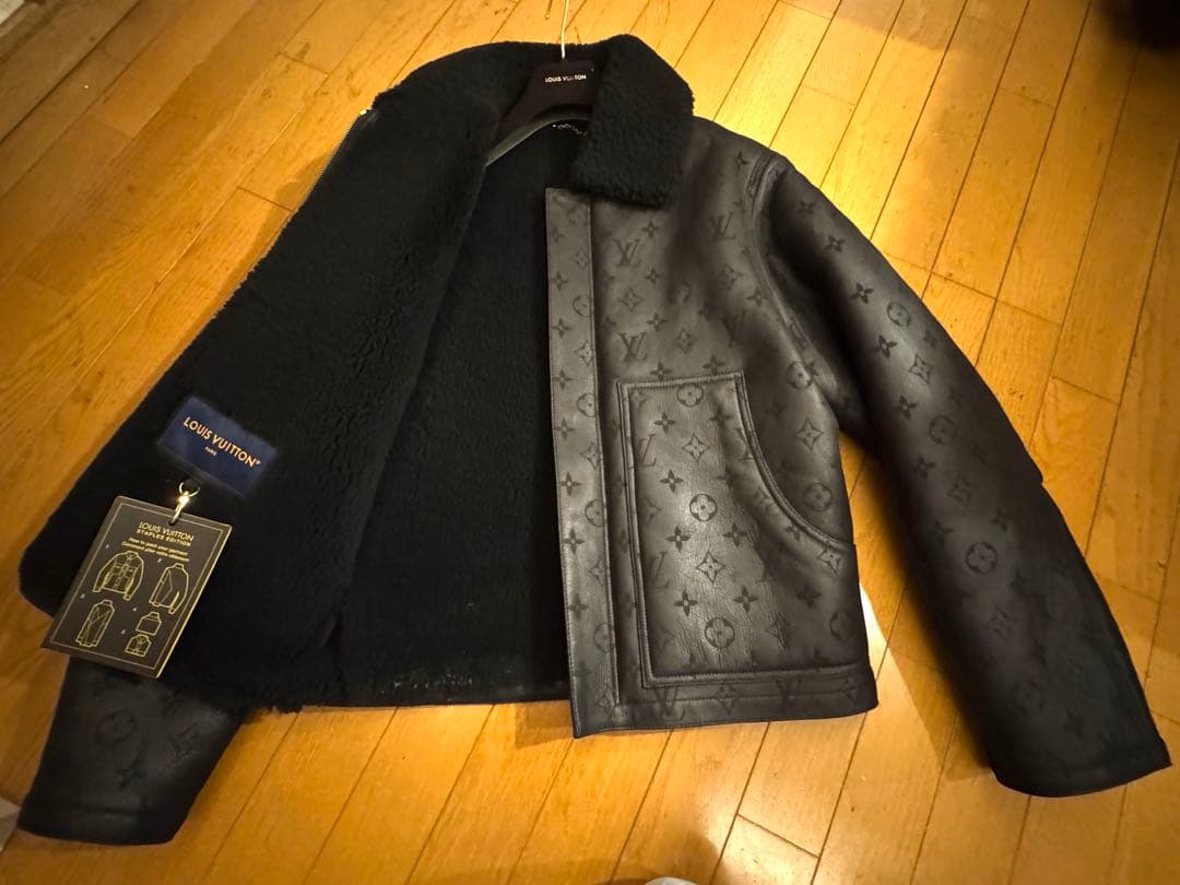 Louis Vuitton ルイ・ヴィトンムートンレザージャケット46ブラック