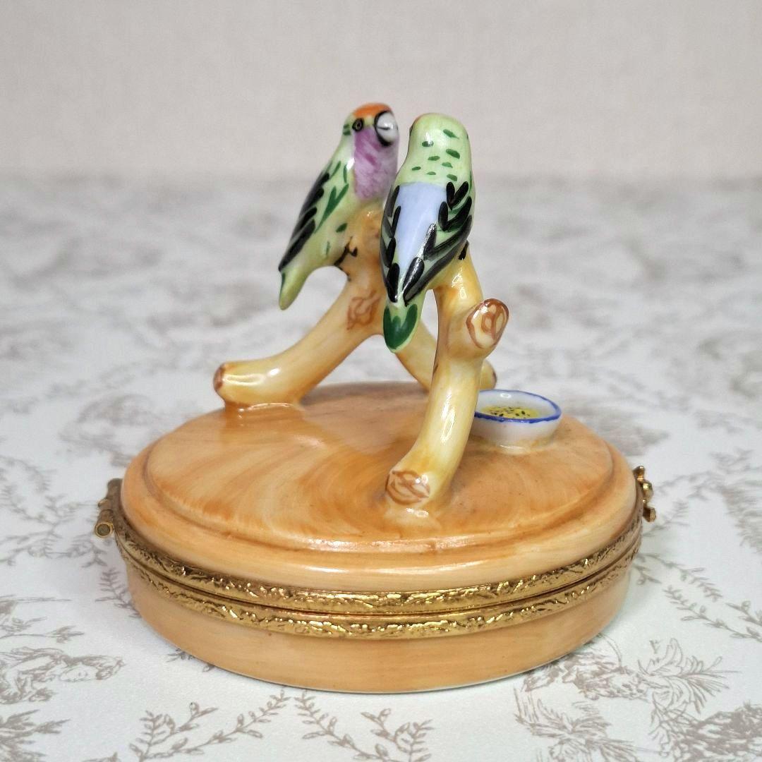 ★なかよし★ リモージュボックス インコ 鳥 夫婦 恋人