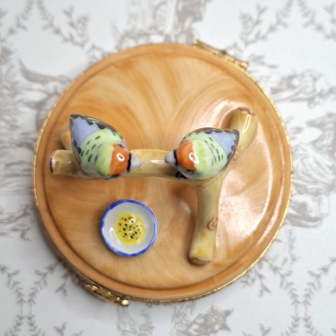 ★なかよし★ リモージュボックス インコ 鳥 夫婦 恋人