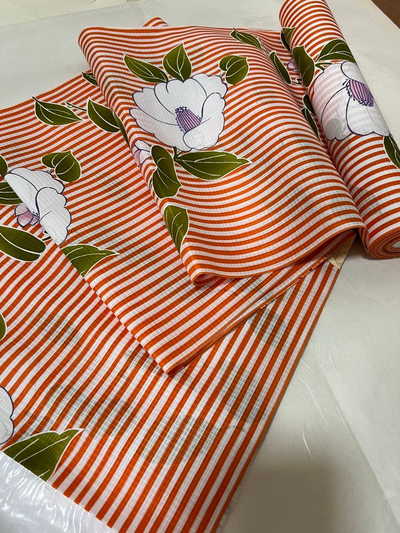 綿 紅梅 浴衣反物 40cm巾 長さ約12m