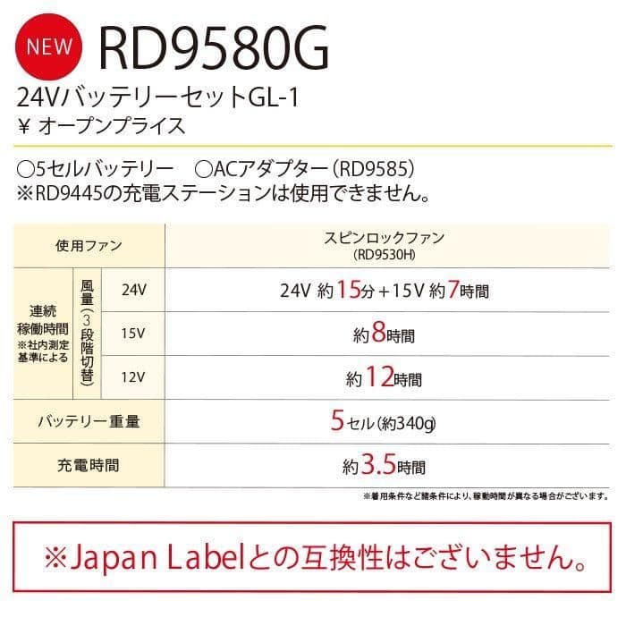 空調風神服2025年モデル バッテリーファンセット黒　24V最強モデル