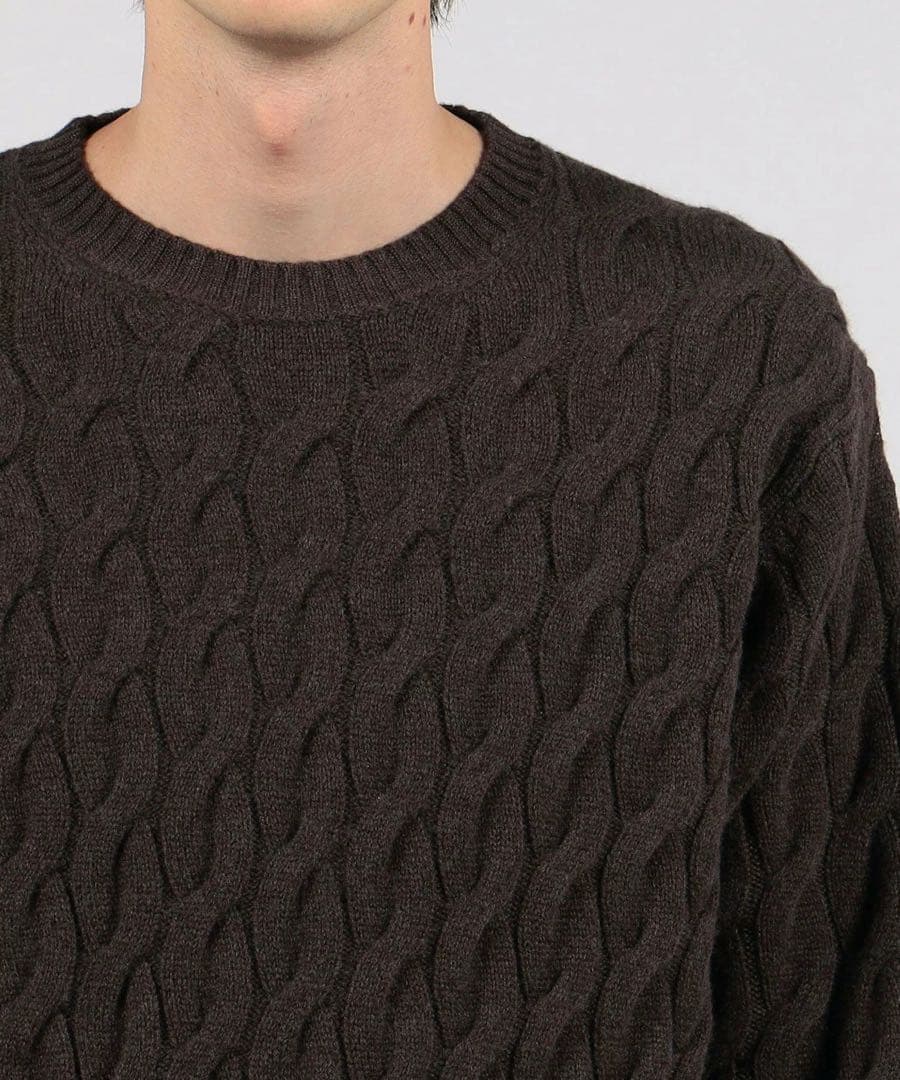 新品★ウール ケーブルニット ブラウン L TOMORROWLAND¥35200