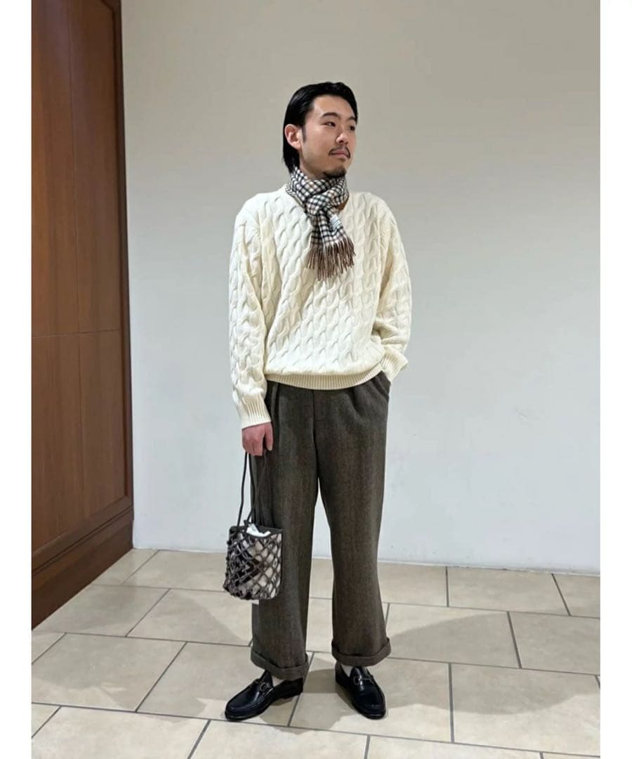 新品★ウール ケーブルニット ブラウン L TOMORROWLAND¥35200