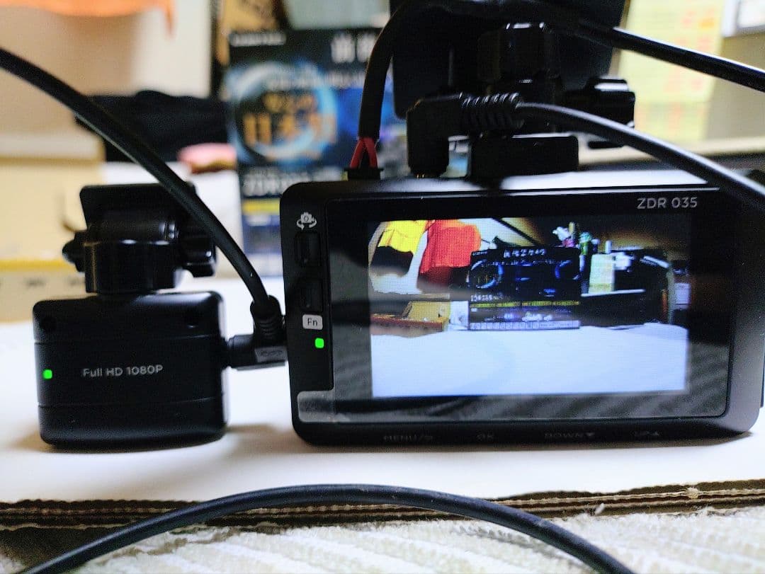 コムテックZDR-035型前後2カメラドライブレコーダー完全作動確認フルセット