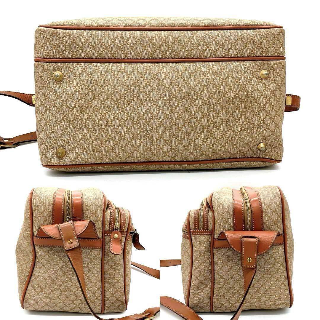 【CELINE】メッセンジャーバッグ　マカダム柄　ゴールド金具　ブラウン　PVC