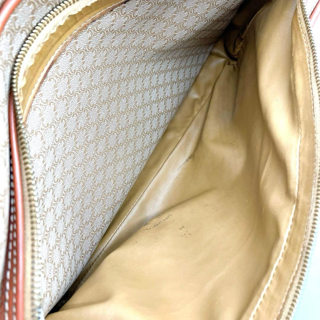 【CELINE】メッセンジャーバッグ　マカダム柄　ゴールド金具　ブラウン　PVC