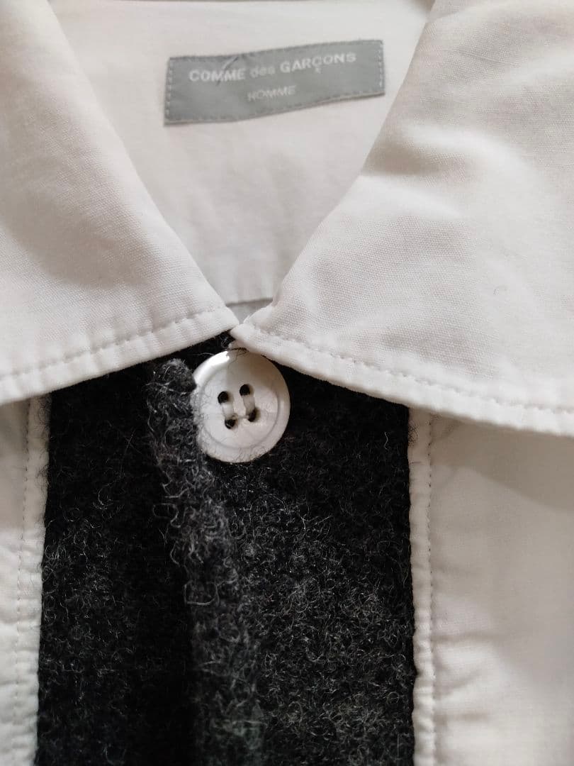 コムデギャルソンオム　90s 田中オム　縮絨　ブロードシャツ　デカボタン