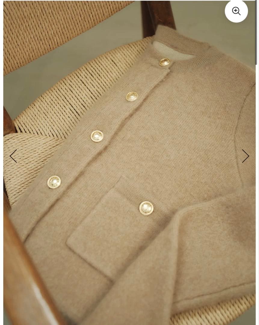 anuans カシミヤブレンドノーカラーニットジャケット2025AW新作