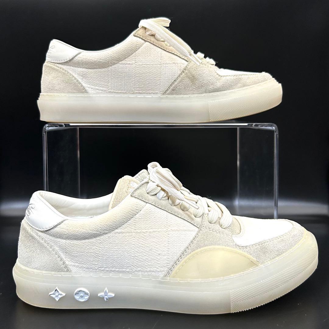 【極美品】ルイヴィトン LVオリライン スニーカー メンズ ダミエ デニム 白