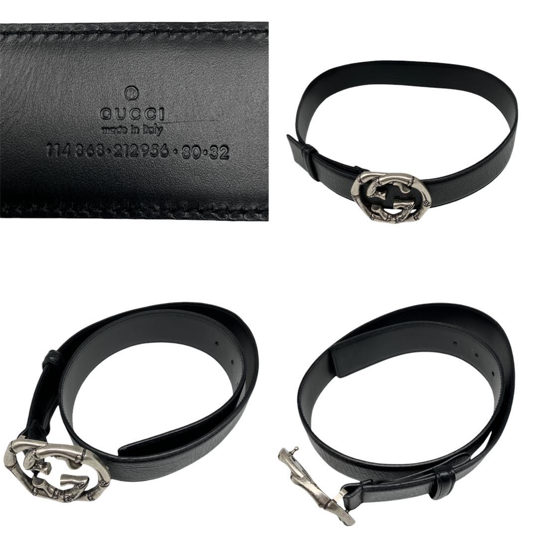 GUCCI グッチ バンブー ベルト シルバー ブラック イタリア製