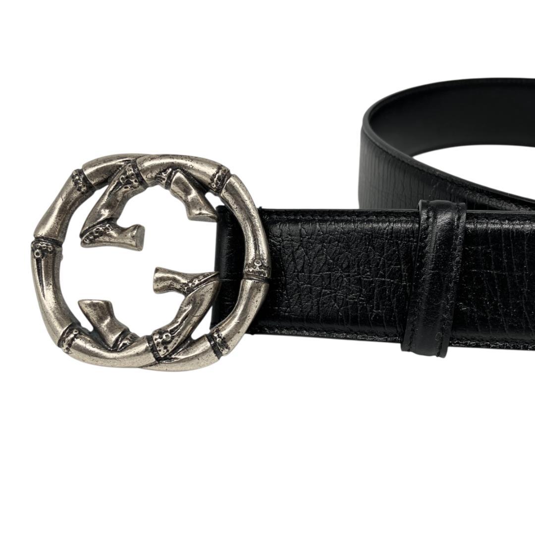 GUCCI グッチ バンブー ベルト シルバー ブラック イタリア製