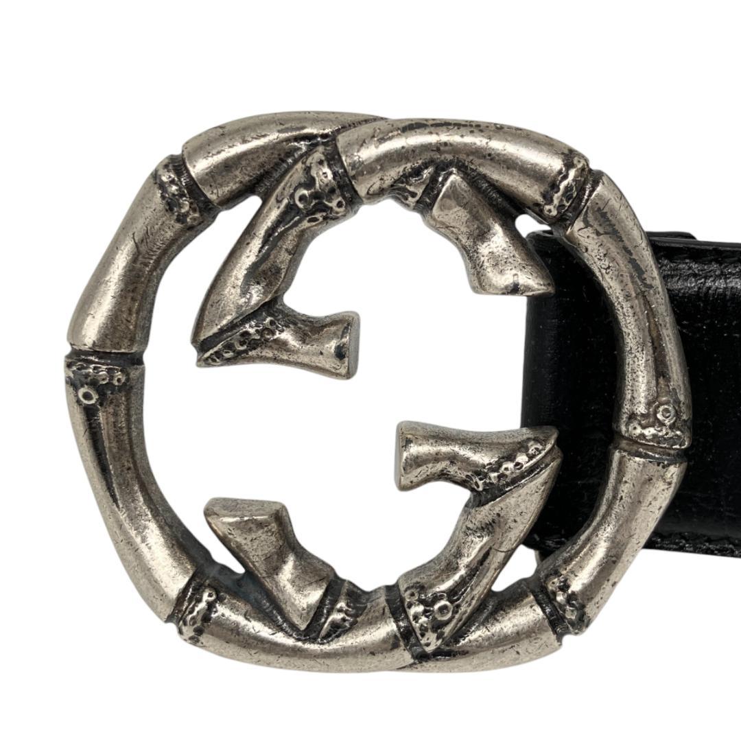 GUCCI グッチ バンブー ベルト シルバー ブラック イタリア製