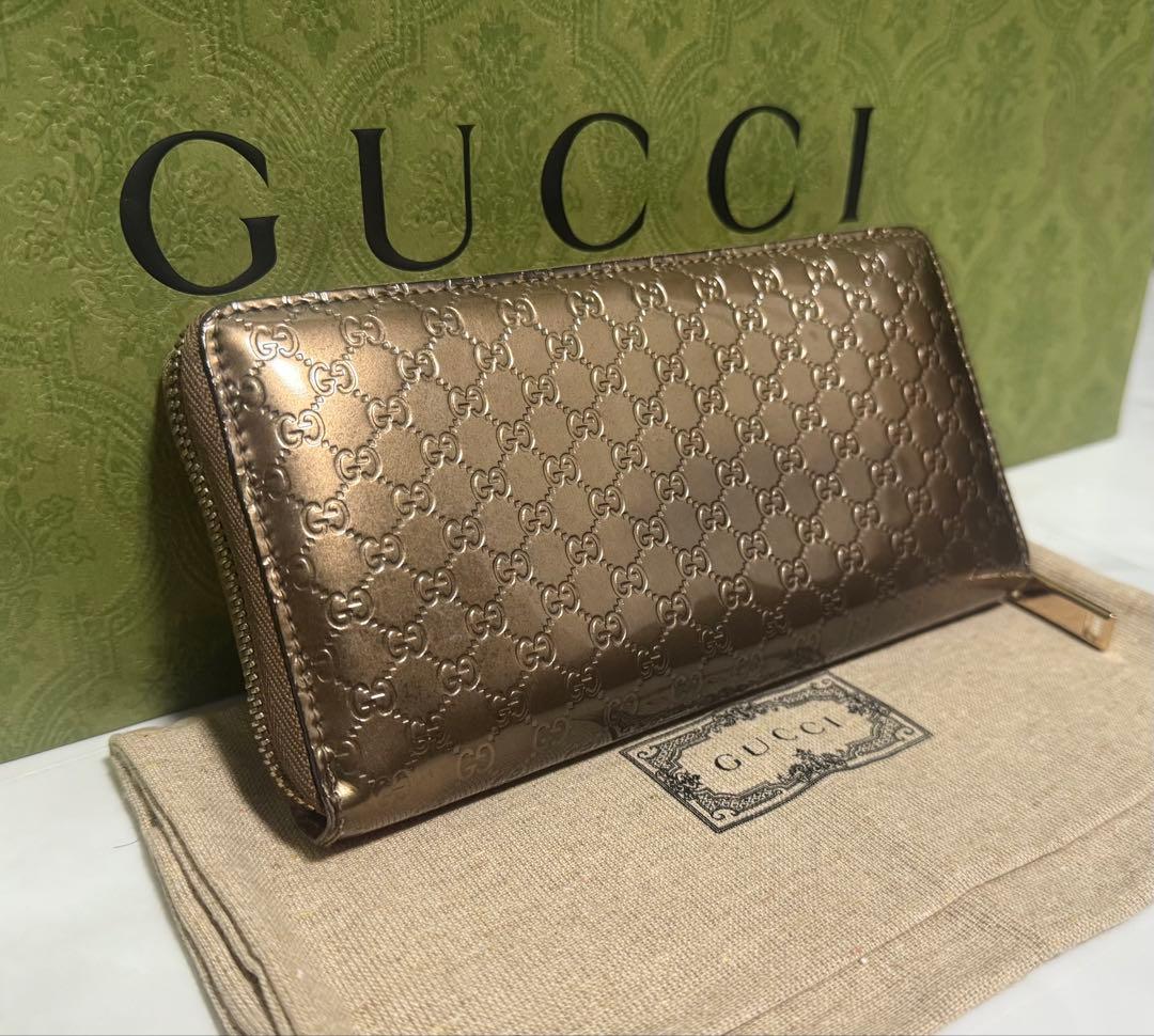 極美品‼️ GUCCI 長財布 グッチ ラウンドファスナー レザー