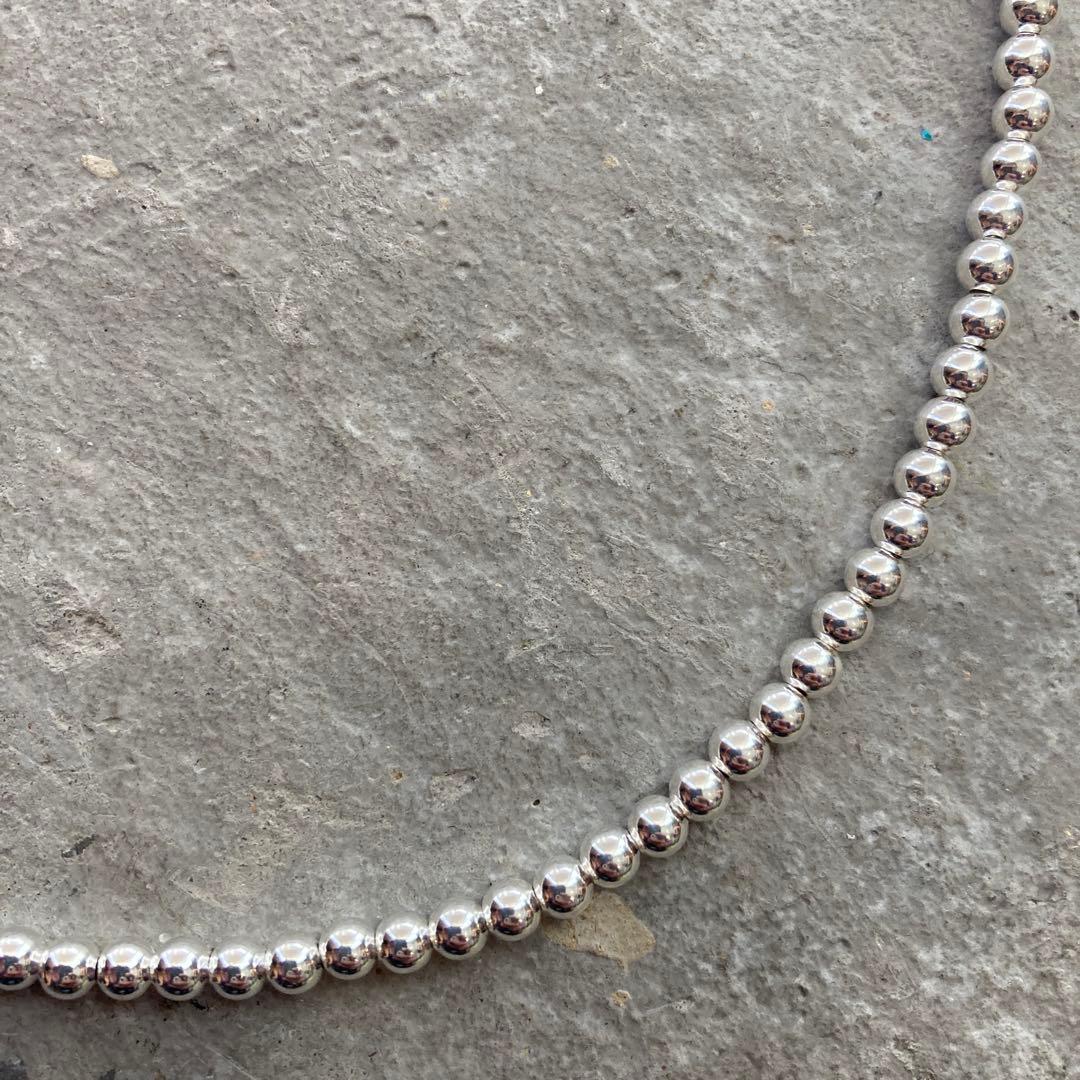 シルバー925製ラウンドビーズネックレス45cmナバホパールボールチェーン