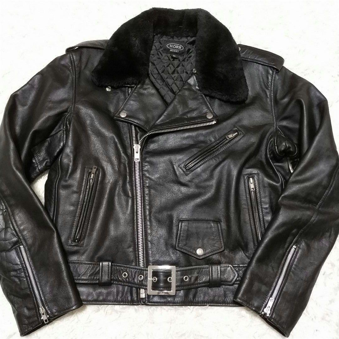 ホーンワークス　ダブル　ライダース　レザー　裏地キルティング　大きいサイズ