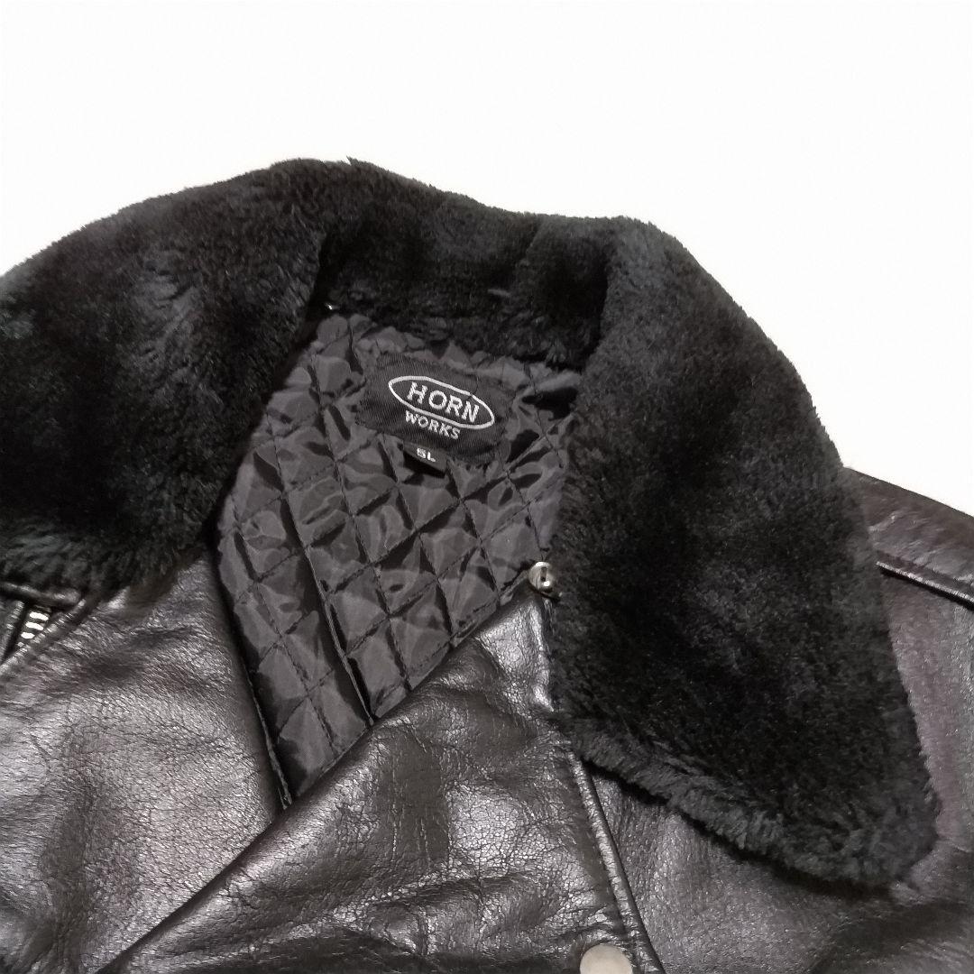 ホーンワークス　ダブル　ライダース　レザー　裏地キルティング　大きいサイズ
