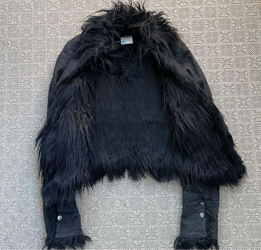 Y2K OPIUM 鬼ファー デニム フライト ジャケット 裏原 平成ギャル