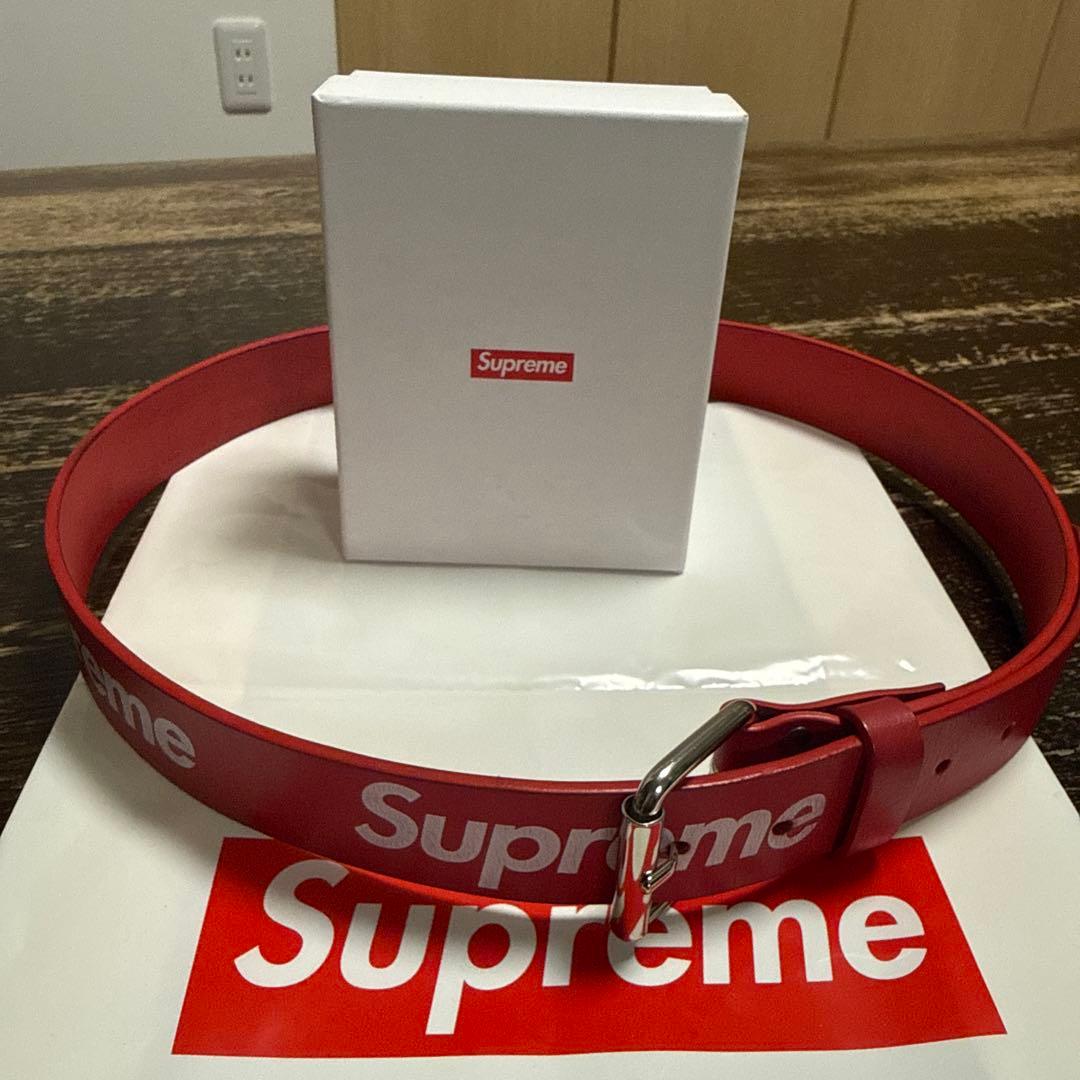 最終値下げSupreme レッド 牛革 ベルト L/XL