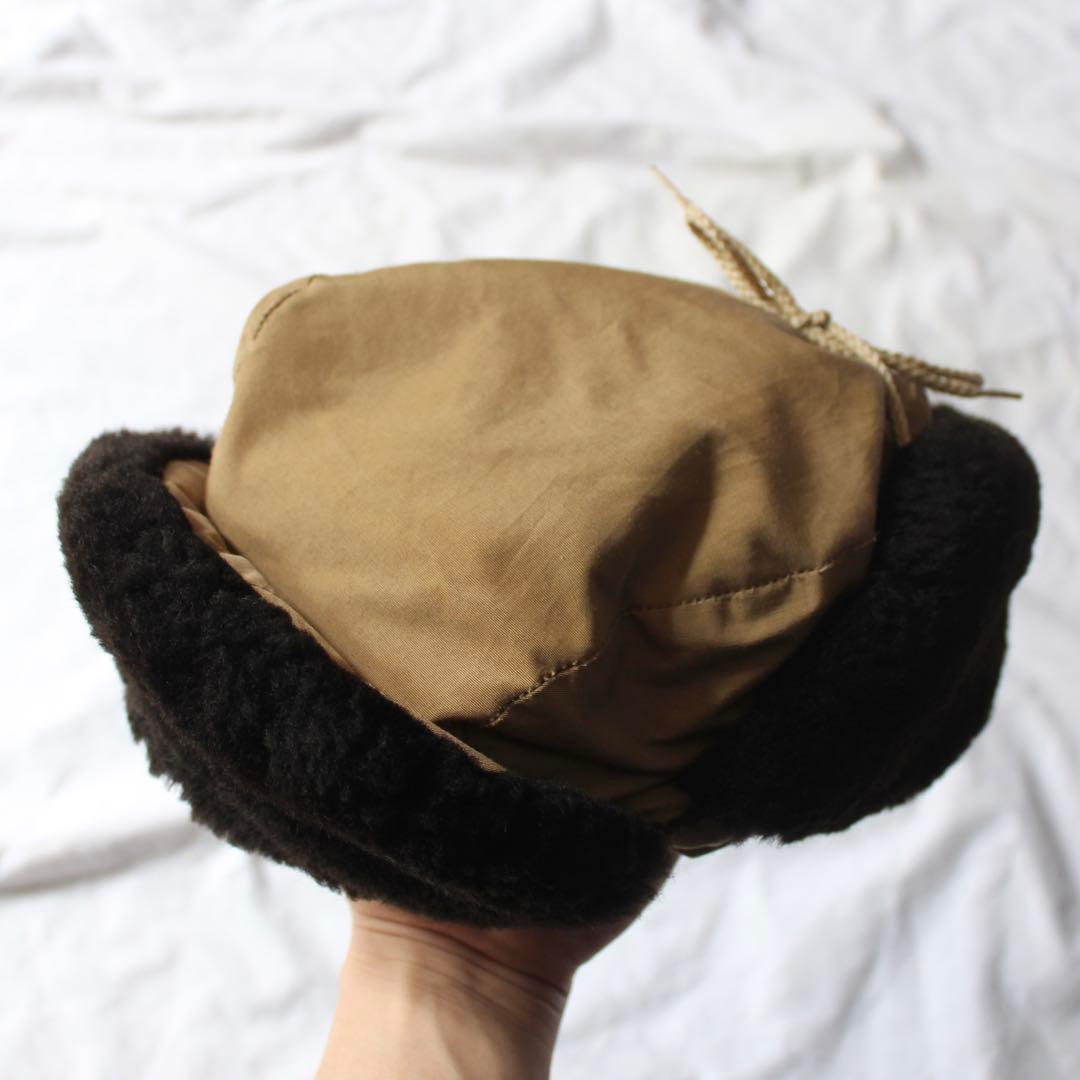 名作 80s Eddie Bauer ダウン フライトキャップ ボア ベージュ