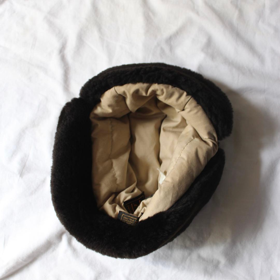 名作 80s Eddie Bauer ダウン フライトキャップ ボア ベージュ