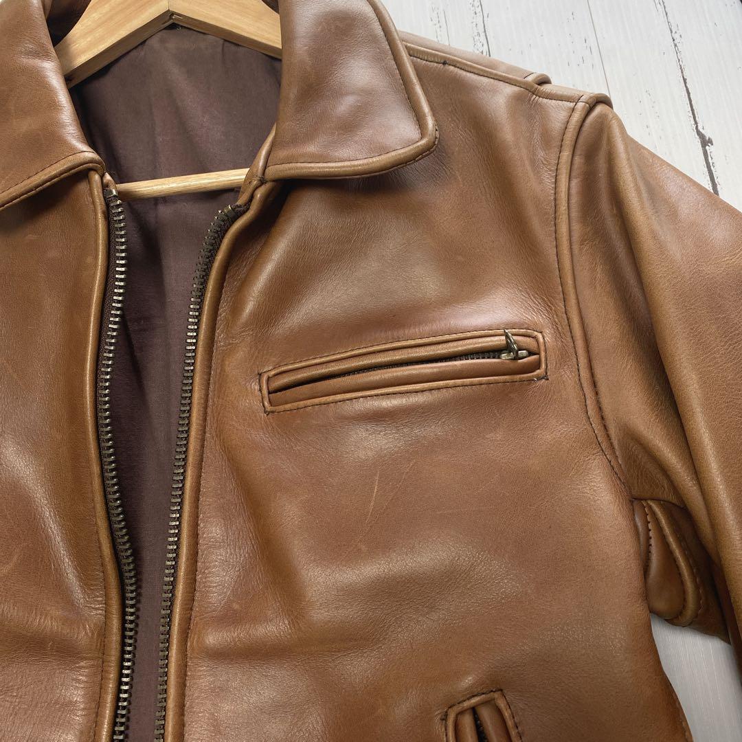 シングルライダース　レザー キャメル　TALON 牛革　ジャケット　ブラウン