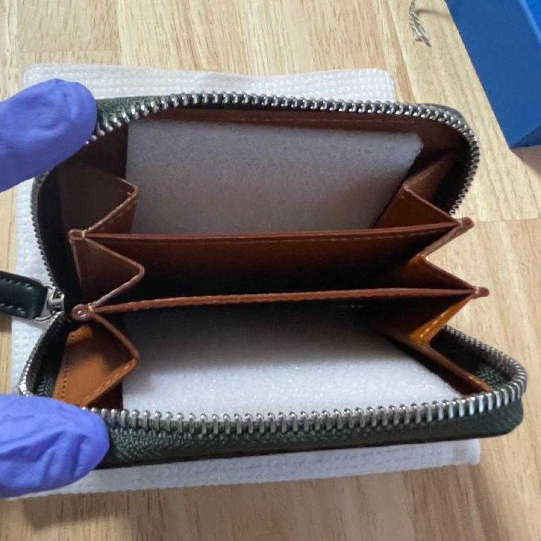 【ほぼ新品】土屋鞄 コードバン ファスナーパース ダークグリーン