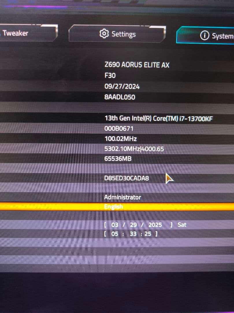 D*q様 i7 13700KF / Z690 AORUS ELITE セット