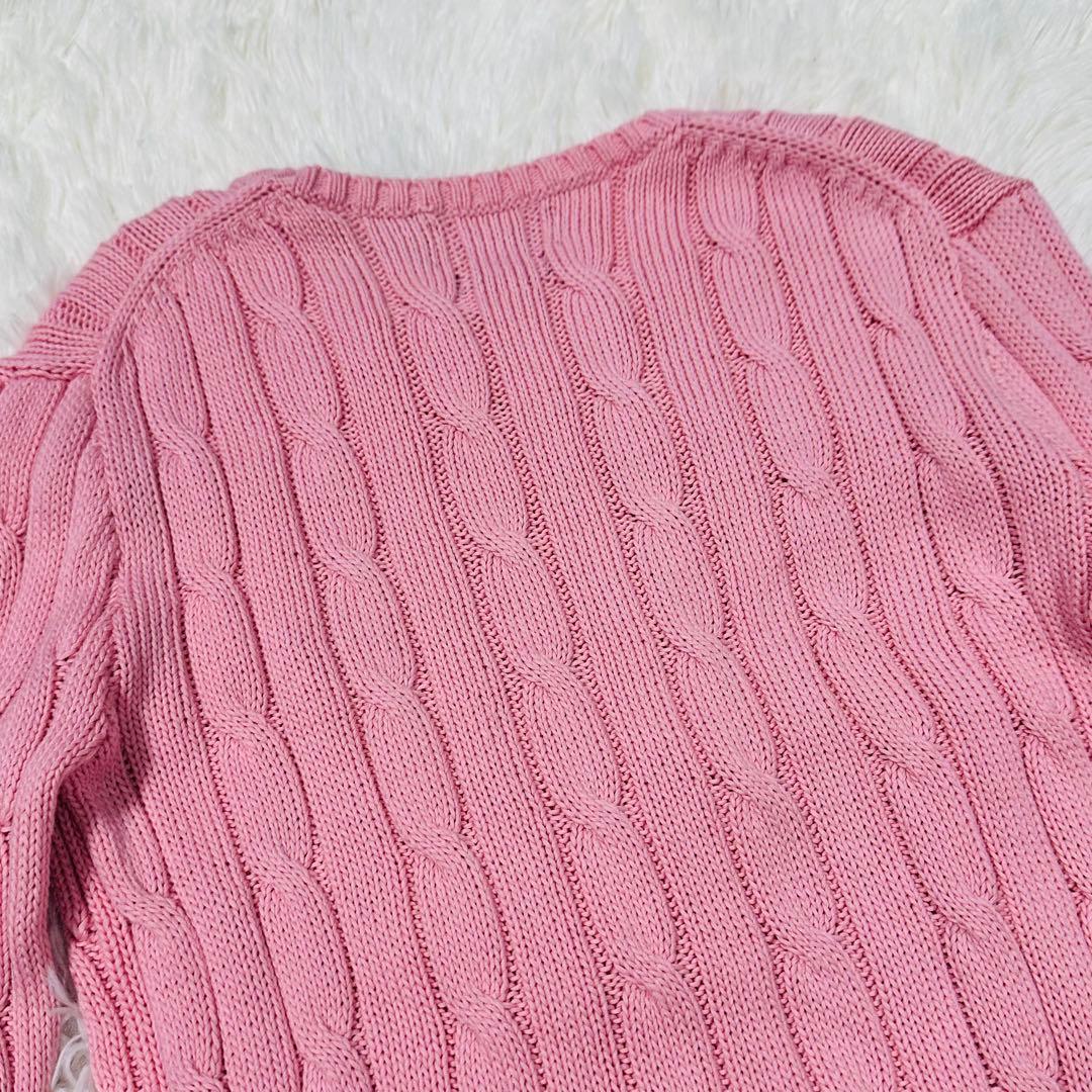 現行QRタグ✨ラルフローレン ケーブルニット ピマコットン セーター ピンク