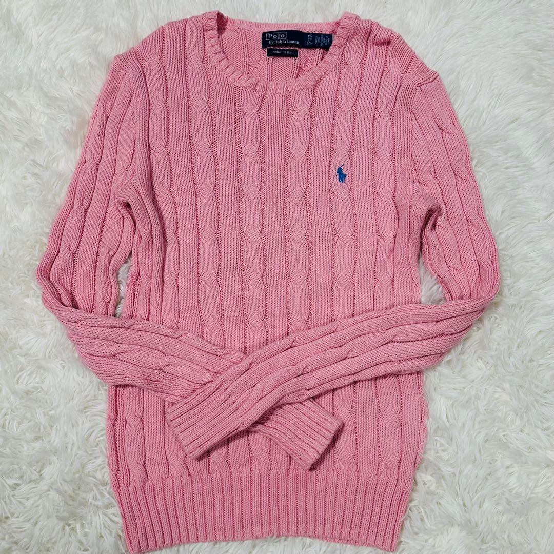 現行QRタグ✨ラルフローレン ケーブルニット ピマコットン セーター ピンク