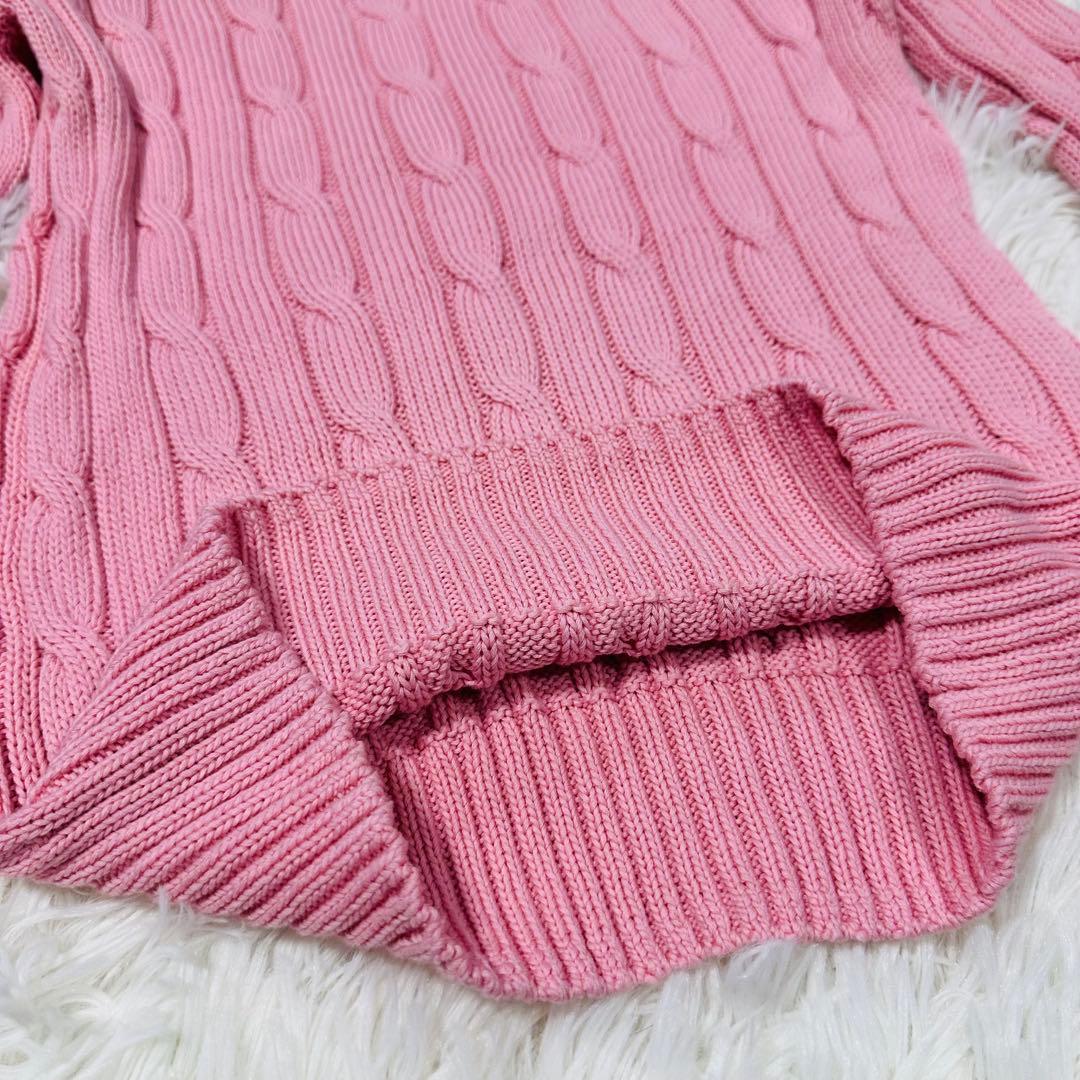 現行QRタグ✨ラルフローレン ケーブルニット ピマコットン セーター ピンク