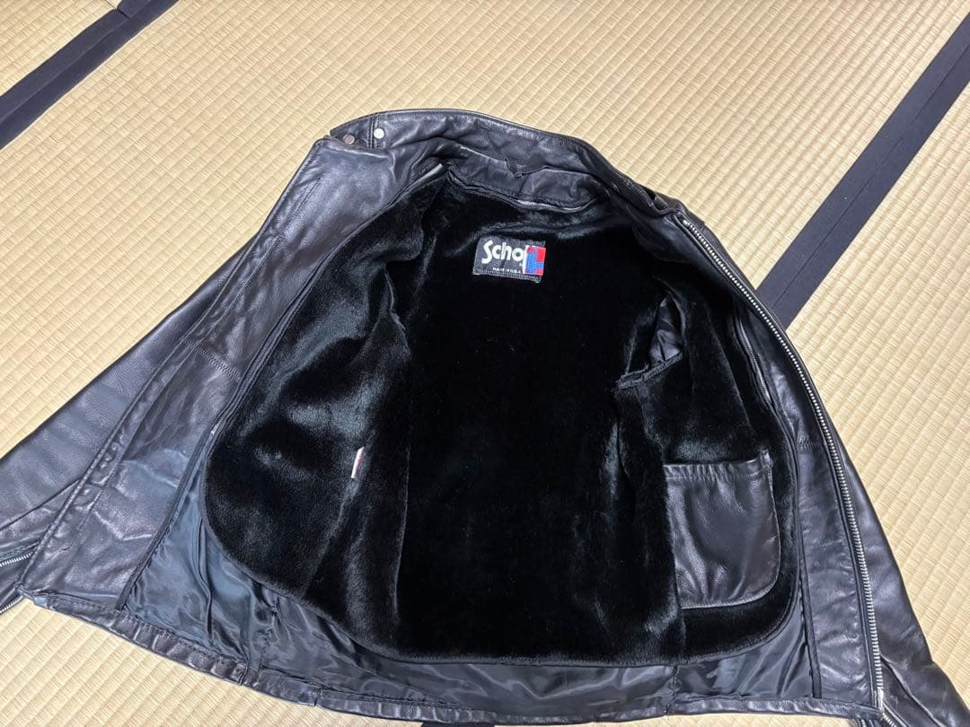 Schott ブラックレザーシングルライダース 34