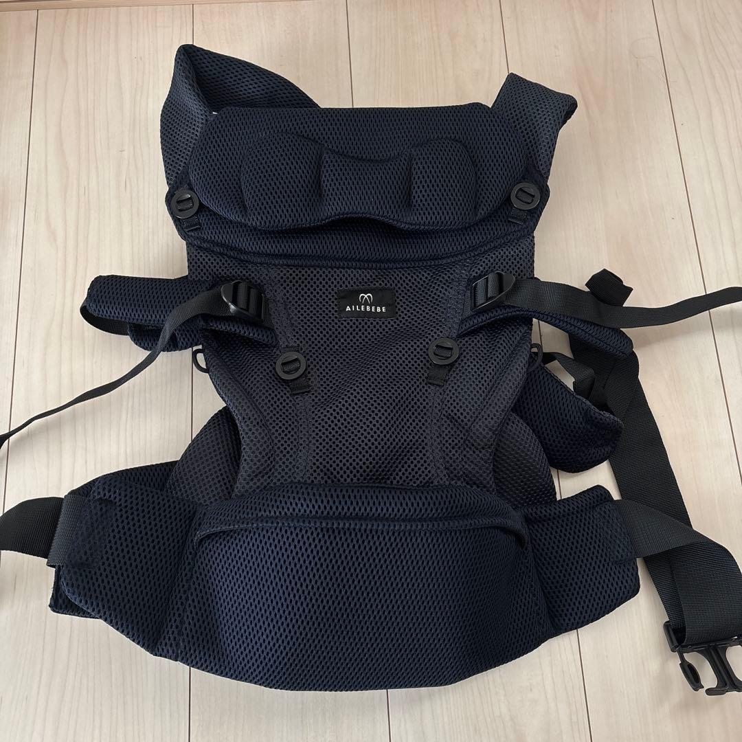 エールべべ　ベビー　キャリア　スリー　メッシュ抱っこ紐 ネイビー